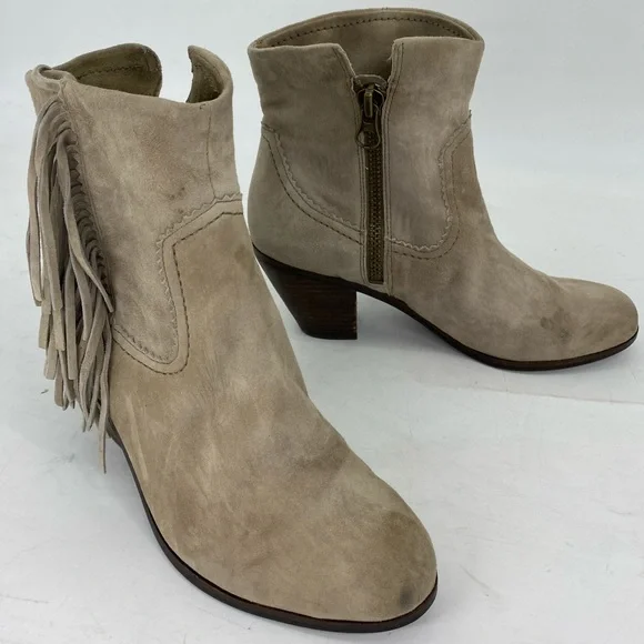 Sam Edelman Tan Ankle Boots with Fringe - Picture 3 of 10